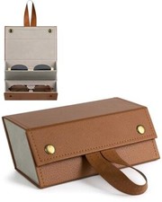 Sunglasses Travel Case, Foldable Eyeglasses Case, Portable Multiple Brown 2slot