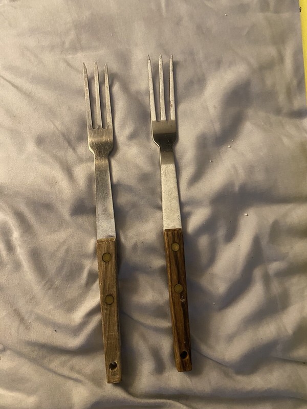 Vintage Stainless Steel Large Serving/ Carving Fork W Wood Handle Made In Japan 