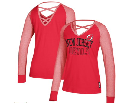 Adidas Women's New Jersey Devils Contrast Long Sleeve T Shirt Medium Save  50%!!