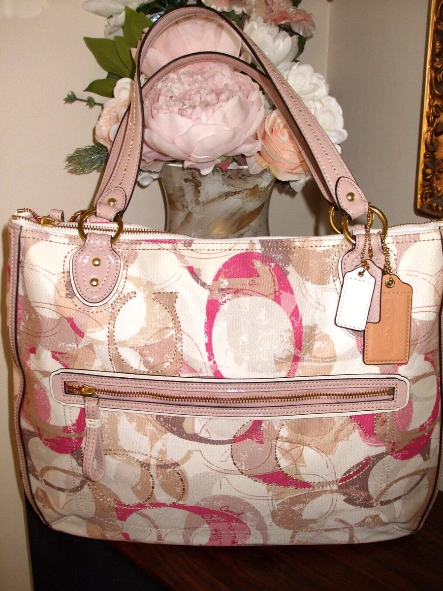 COACH PURSE, BAG, PINK, IVORY, BEIGE, MACY'S, SHOULDER BAG, BEAUTIFUL, DUST  BAG