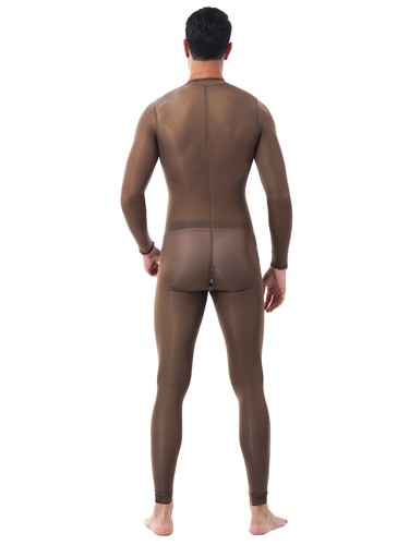 Männer Ganzkörperanzug Einteiler Transparent Jumpsuit Catsuit mit Reisverschluss - Picture 34 of 49