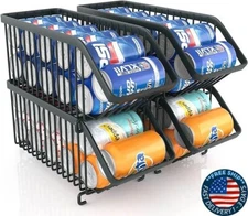 Paquete de 4 organizadores apilables de latas de refresco para refrigerador.2024