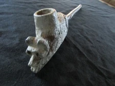 NATIVE AMERICAN PIPE BOWL & STEM, STONE "BEAR" EFFIGY PIPE,  ATL-0625*04919