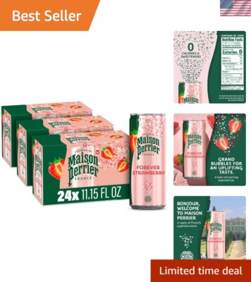 Strawberry Sparkling Water - 11.15 Fl Oz Cans, 0 Cal, Refreshing Design