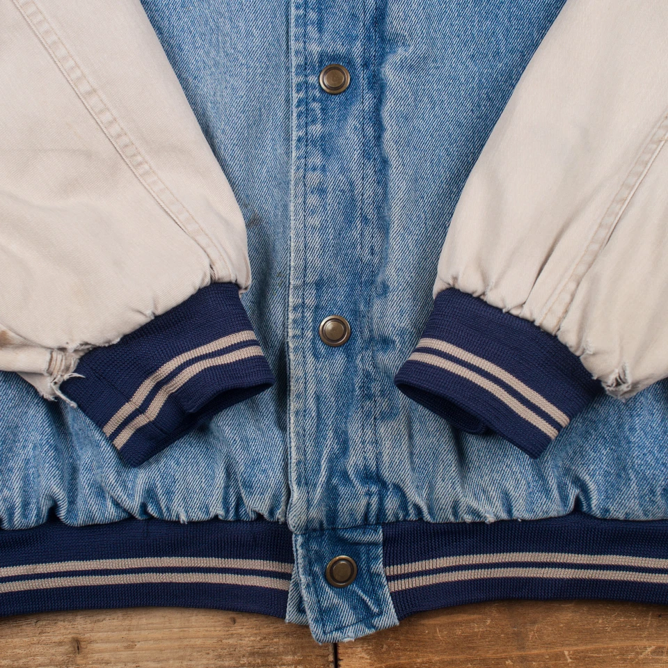 Chaqueta Bomber Yukon Trail Vintage XL 90s Denim Azul Snap Foto 4 de 4