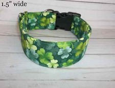 Green on Green on Green Shamrock Terri's Dog Collar handmade St. Patrick's Day