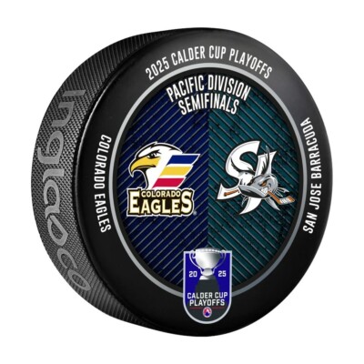 2025 Calder Cup Playoffs Dueling Puck Colorado Eagles Vs San Jose Barracuda