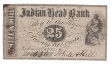 U.S. (Nashua, NH) - October 1st, 1862 25 Cents Banknote (Indian Head Bank)