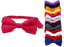 Classic Matte Mens Womens Clip-On Banded Bow Tie Pre Tied Plain Dickie Bowtie