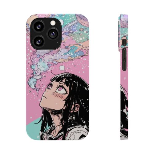 Anime Stargazing Phone Case, Slim Space iPhone Cover, Kawaii Manga Cute Girl - Picture 20 of 49