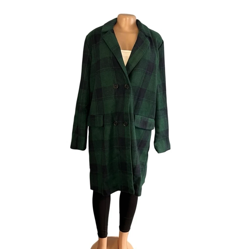 Nuevo con etiquetas Abrigo a medida Brave Soul Berwick para mujer a cuadros verde a cuadros talla XL Foto 2 de 4