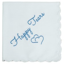 Cotton Wedding Handkerchief with Scalloped Edges Mother of Bride Gift Box