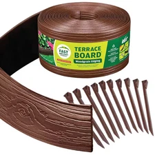 Terrace Board 4"x40' Brown Landscape Lawn Edging w/ Stakes Garden