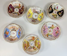 18 Antique Meissen Individual Berry Dessert Bowls Flowers Coastal Scenes 5.5"