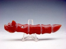 Old Nephrite Jade Stone Carved HongShan Culture Dragon w/ Bamboo Body #01102604