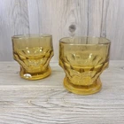 Anchor Hocking Georgian Honeycomb Amber Glasses Set of 2 Vintage Glass