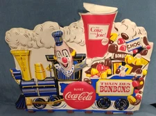 1960's French COCA COLA Clown/Candy Express Train Vacuform. COKE plastic sign