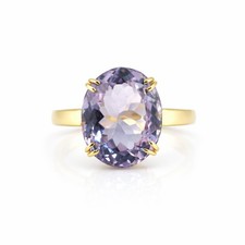 8 Ct Violet Amethyst Oval Cut Gold Plated 925 Sterling Silver Ring For Women