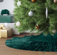 Wondershop Emerald Green Christmas Tree Skirt Ruffle 48  Velvet New