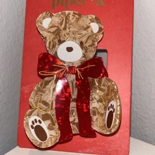 Piper K Teddy Bear Red Bow Hair Claw Clip Holiday NEW