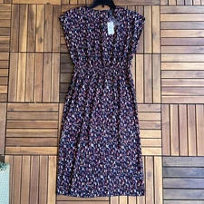 A Pea In The Pod Dress Womens One Size Black Floral Pleated Maternity Midi New