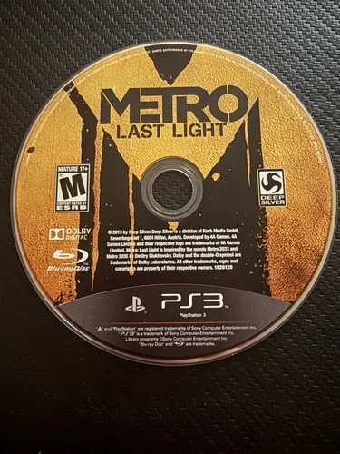 Metro Last Light (Sony PlayStation 3, PS3, 2013) DISC ONLY NO TRACKING (#2245)