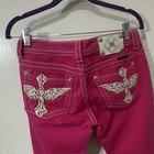Miss Me Women’s Pink Dark Wash Skinny Jeans Low Rise Embroidered Rhinestone — photo 5