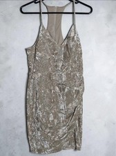 B. Darlin Gold Metallic Bodycon Cocktail Dress V-Neck Spaghetti Straps 9/10