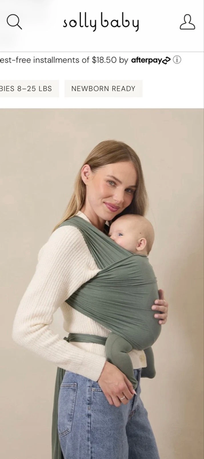 New Baby Solly Baby Basil Wrap One Size Green