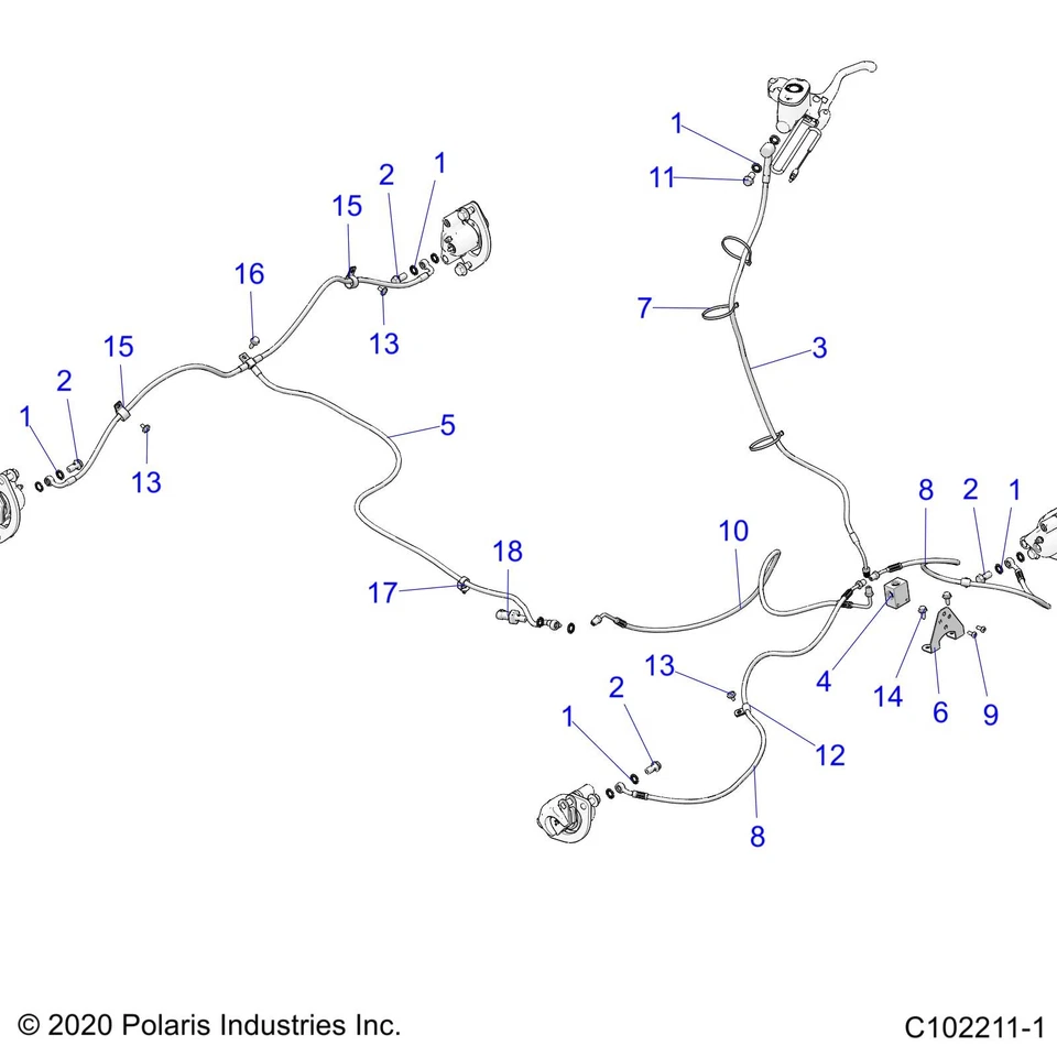 Polaris Brake Line, Rear, Genuine OEM Part 1913022, Qty 1 - Image 2 of 2