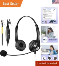 Lightweight RJ9 Yealink Headset with Adjustable Band  Superior Noise Isolation