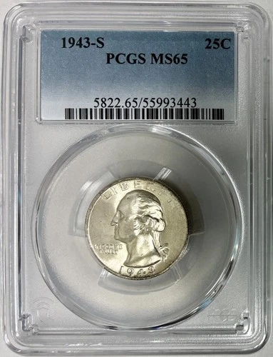 1943-S Silver Washington Quarter, PCGS MS-65