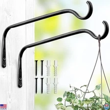 2 Pack 12 Inch Rustproof Metal Plant Hangers Brackets for Baskets & Lanterns