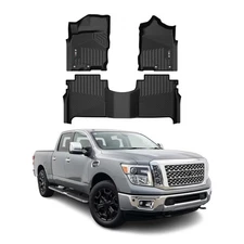 OMAC Premium Floor Mats for Nissan Titan 2016-2024 Rear Heavy Duty Black