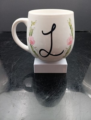 Prima Design 'L' Monogram Initial Letter Pink Rose  Mug Free Shipping! T2676