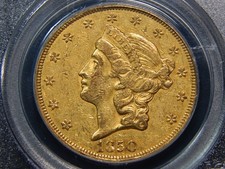 1850 $20 Gold Liberty Double Eagle VF-35 PCGS/CAC, OGH! Undergraded 1st Year!