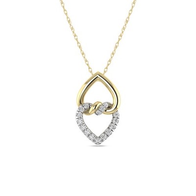 Doppel Herz Anhänger Liebesknoten Charm 1/5 ctw natürlicher Diamant Charm in 10K Gold