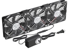3X120mm Computer Fans with AC Plug  Speed Controller - 12V DC Cooling 3x120mm