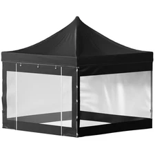 Pop Up Canopy 10' x 10' Gazebo Tent w/Clear Tarp Sidewalls Black for Party