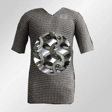 Medieval Knight Armor Riveted Chainmail Mild Steel Chain Mail Shirt LARP