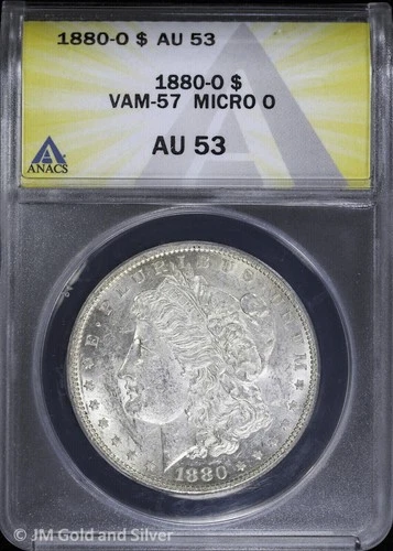 1880-O $1 Morgan Silver Dollar ANACS AU 53 | VAM-57 Micro O