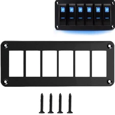 Switch Panel, 6 Gang Rocker Toggle Switch Aluminum Housing Bracket for Car Tr...