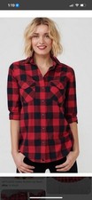 NWT UNTUCKit Hailey Pearl Snap L/S Shirt Buffalo Check Red Black Women’s Sz 18