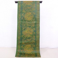 Japanese Vintage Fukuro Obi Belt Kimono Fabric Silk flower pattern 002
