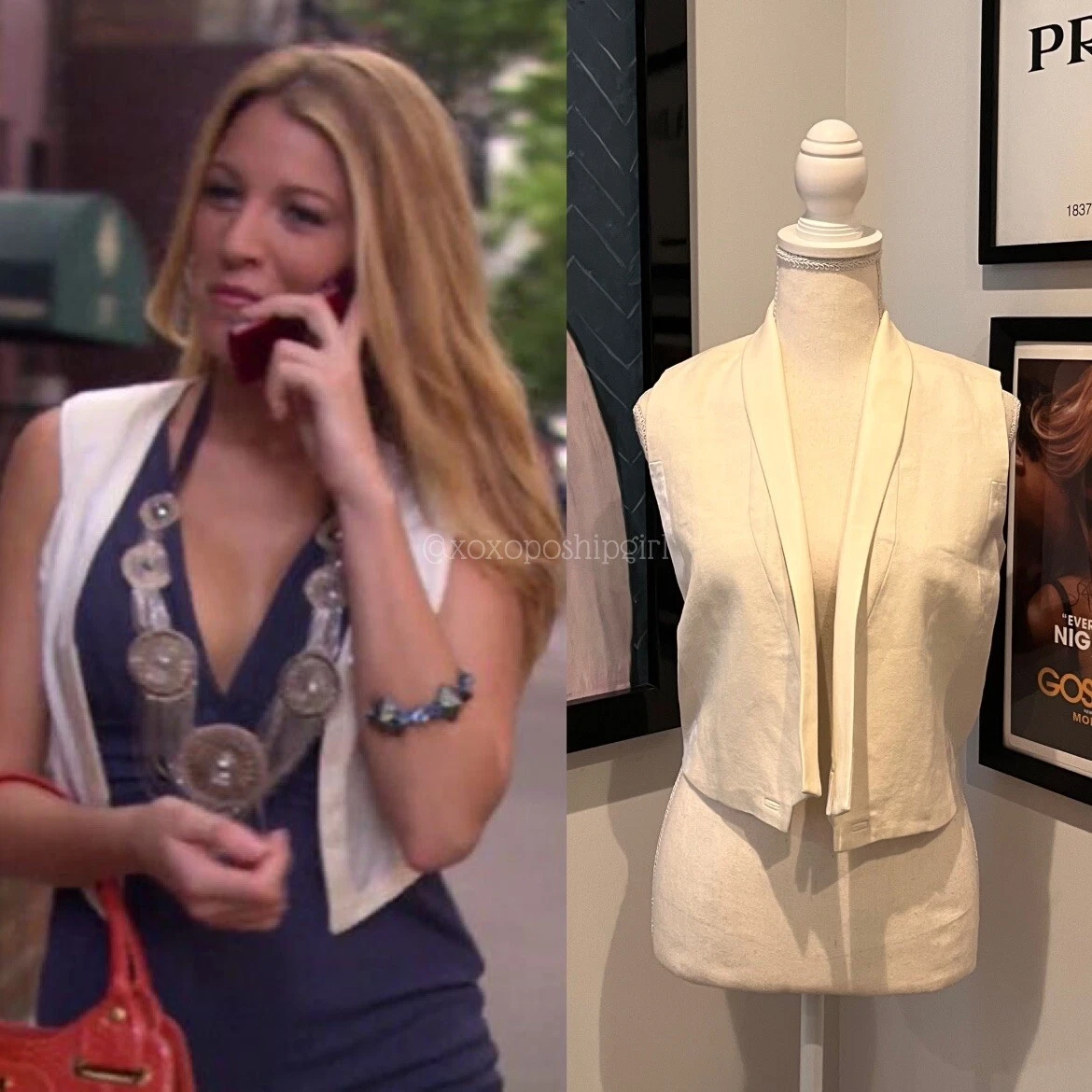 J. Brand White Leather Vest 2 Gossip Girl Serena van der Woodsen