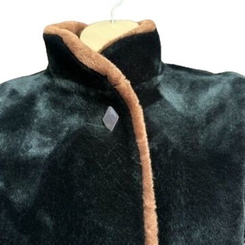 Giacca pelliccia sintetica vintage Sasson Glenoit lusso taglia 8 nera made/USA ILGWU retrò anni 80 - Foto 3 di 15
