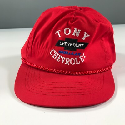 Vintage Chevrolet Snapback Hat Red Alaska KC Caps Black Logo