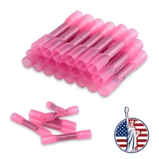 500/100PCS Red Heat Shrink Butt Wire Connectors Crimp Terminals AWG 16-22 Gauge