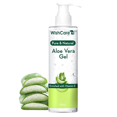 WishCare  Pure & Natural Aloe Vera Gel - 200 ml - angereichert mit Vitamin E