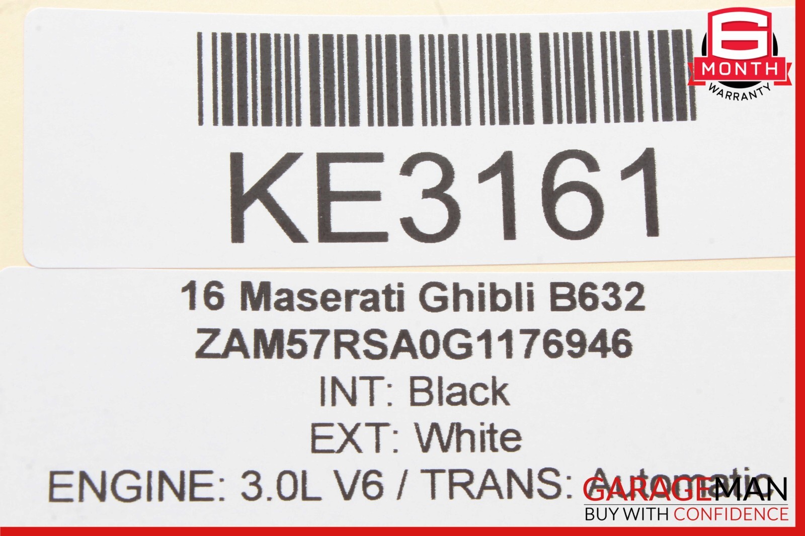 14-17 Maserati Ghibli Front Right Side Mirror Door Rear View White/Black OEM